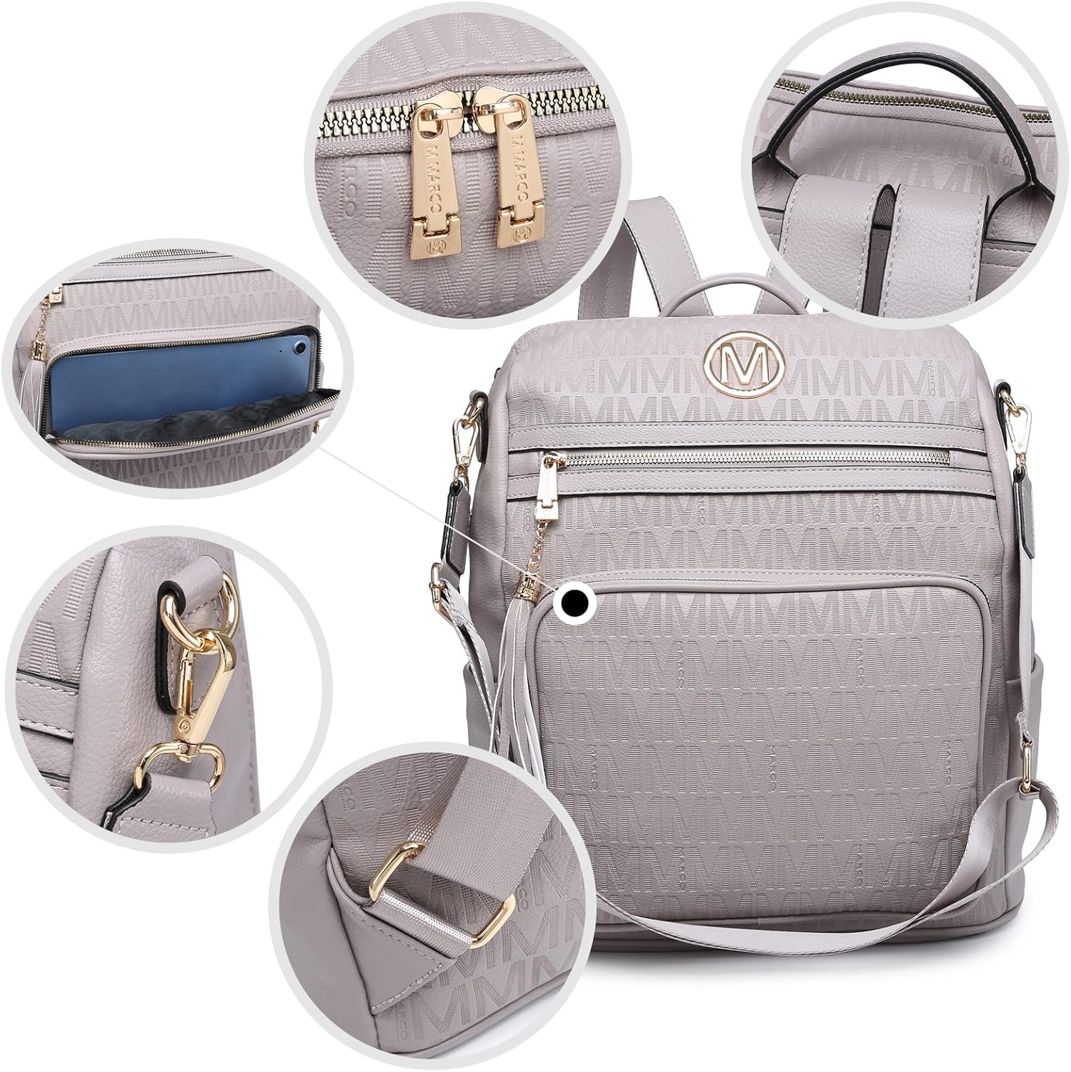 MKP COLLECTION Women Fashion Backpack Purse Convertible Large Rucksack Versatile Travel Shoulder Bags Handbag Set with Tassel - Image 2