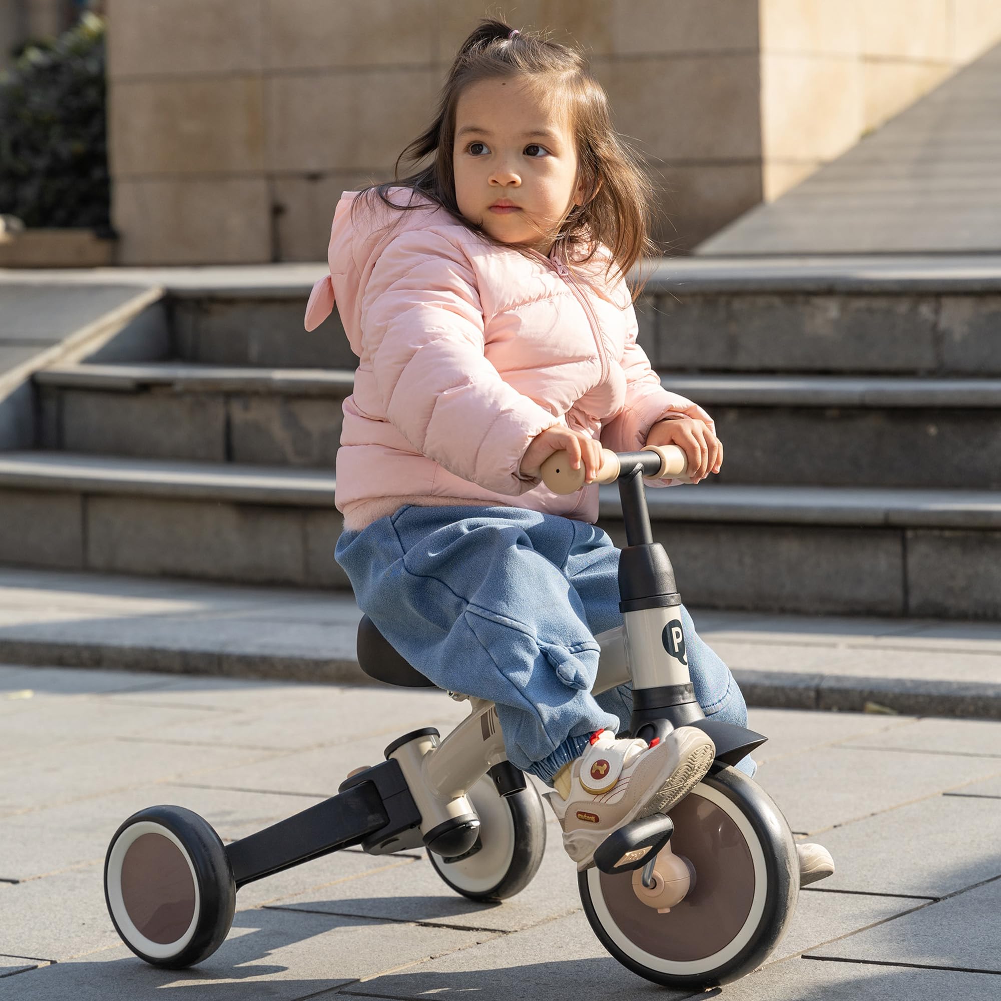 Triciclo & Bici d'equilibrio senza pedali QPLAY Stager 3 in 1, con maniglione a spinta, pedali rimovibili, si trasforma da 3 a 2 ruote senza attrezzi, sella regolabile, dai 2 ai 6 anni (Silver)
