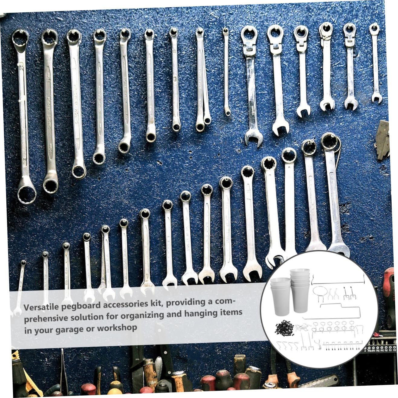 Set di Ganci per Pannello Forato 170 Pezzi in Acciaio Inox | Argento, Bordi Arrotondati senza Sbavature, Accessori per Officina e Cucina, Forme Assortite