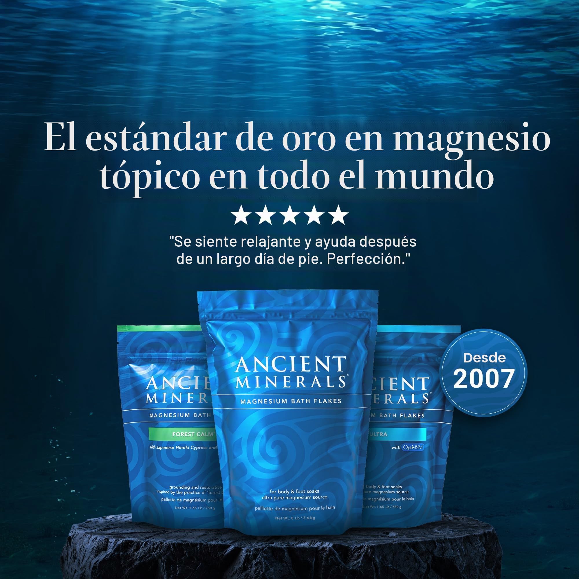 Magnesium Bath Flakes (Clinical Pack) 32lbs flakes by Ancient Minerals | Copos de cloruro de magnesio puro Zechstein para remojar y reponer todo el cuerpo. Bolsa resellable de 8 libras.