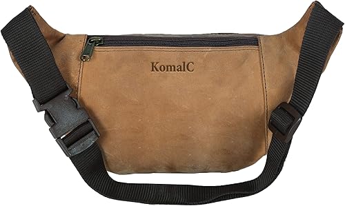 Miniatura 3 de KOMALC Riñonera de piel de búfalo de alta calidad, bolsa de viaje multifunción para mujeres y hombres, ajustable con múltiples bolsillos y