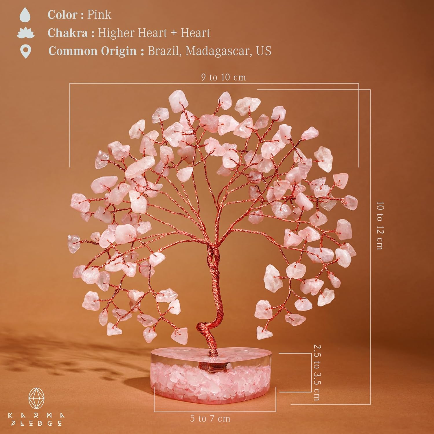 Rose Quartz Crystal Tree of Life Birthday Gifts for Women, Girls Friends, Handmade Chakra Healing Crystals Tree for Home Office Decor, Positivity, Good Luck, Money, Unique Gifts for Her Mom, Sister - Image 3
