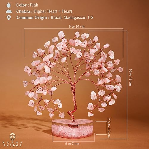 Miniatura 3 de Árbol de cristal de corazón de cuarzo rosa, 7 cristales curativos de chakras, árbol de la vida, decoración de cristal hecho a mano, árboles bonsái
