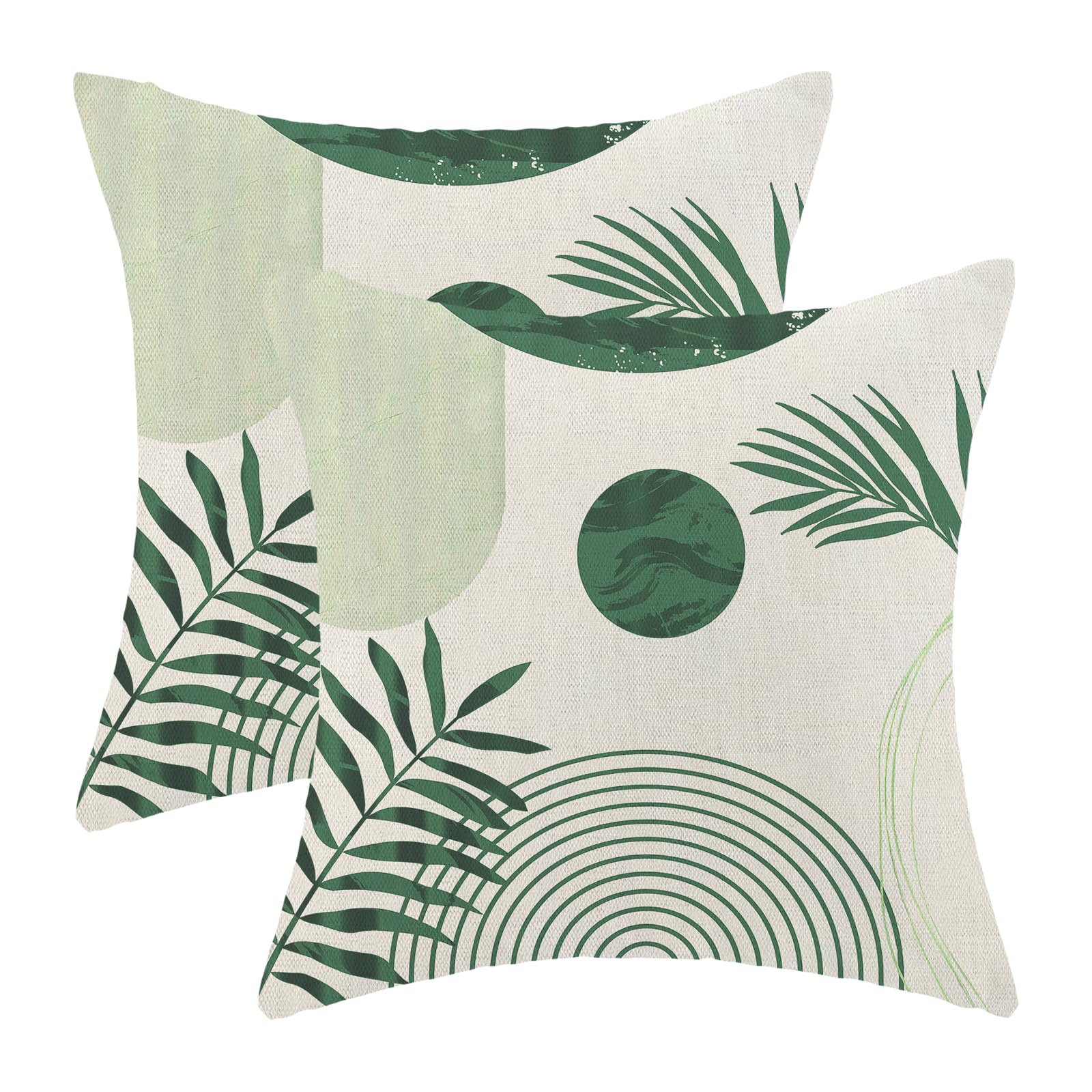 AEIOAE Boho Summer Outdoor Pillow Covers 20 x 20 Inch, Sage Green Leaf Decor Throw Pillows for Couch Bed, Modern Abstract Plant Indoor Farmhouse