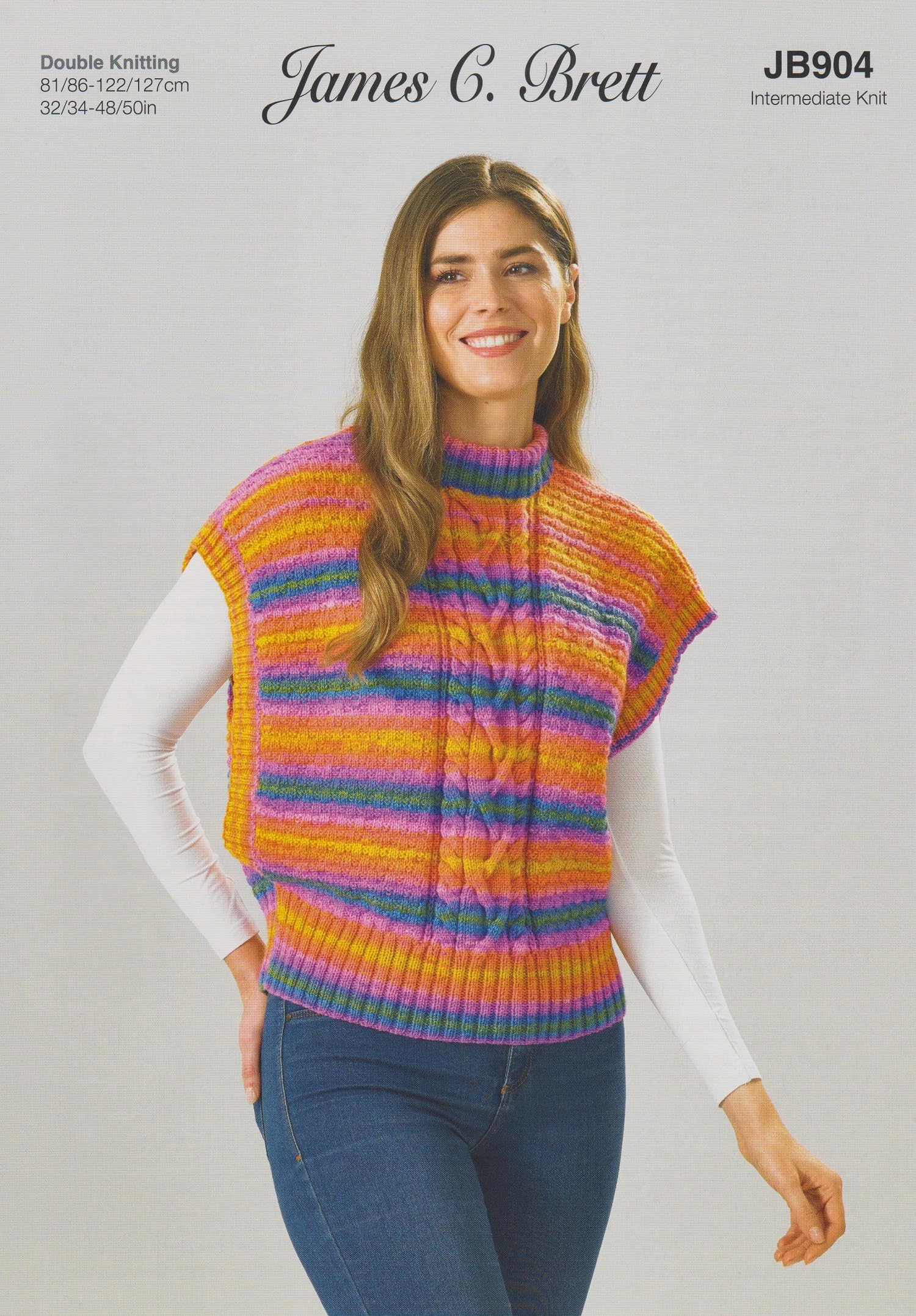 James Brett Double Knitting Pattern Ladies Stripe Effect Slipover Vest (JB904)