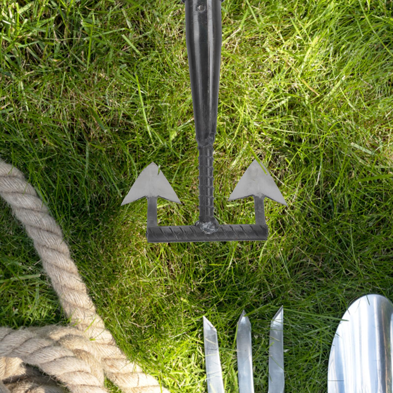 CANIGHT Zappatrice per Orto a Doppio Solco in Acciaio al Carbonio Argento | Zappatrice per Orto, Utensile da Giardinaggio Leggero e Poco Faticoso, per Giardinaggio e Scavo di Fossi