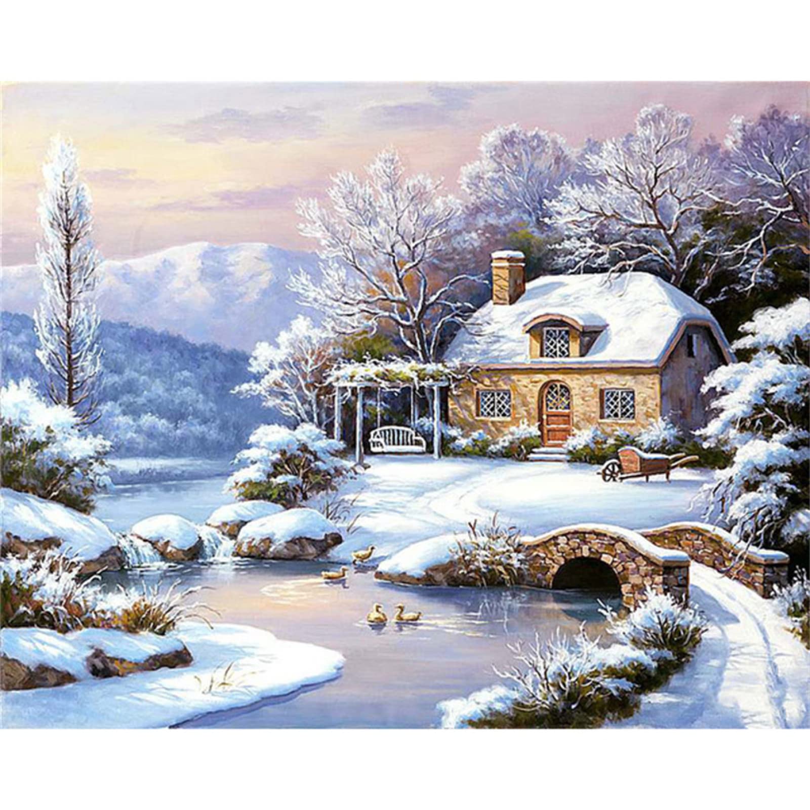 Kit Diamond Painting Paysage Alpin Enneigé - Toile 30x40 Cm, Diamants 5D, Pour Adultes Débutants - Loisir Créatif Et Décoration Murale