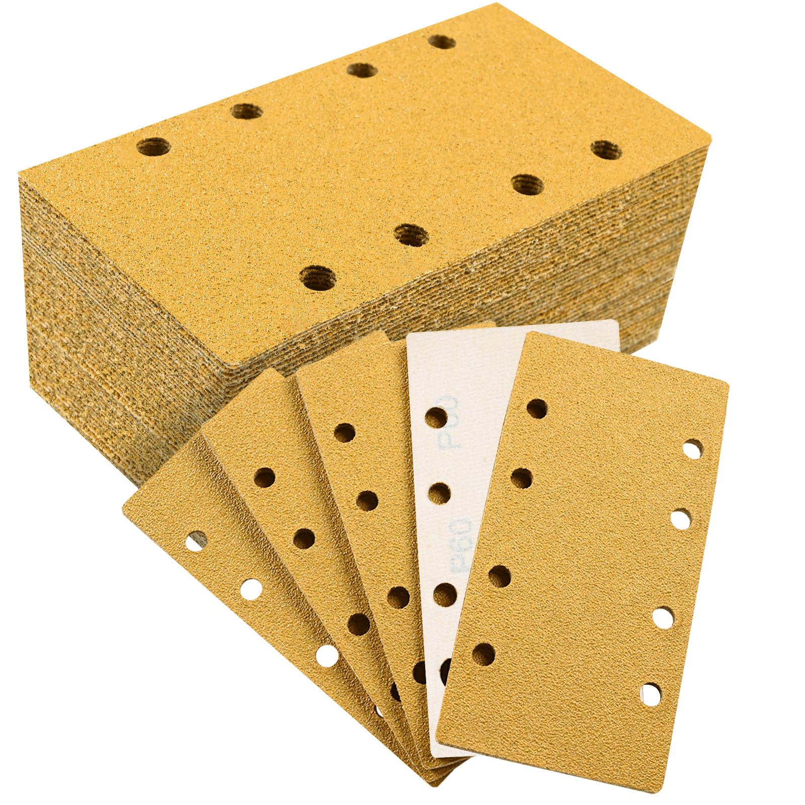 Sruhrak Upgraded Sanding Sheets 93x185mm 8 Hole, 40 Pieces Sandpaper Grits 60 Hook and Loop Sanding Pads Rectangular Sander Paper Set for Bosch Electric Sander Polishing, Rust Removal โ image 1