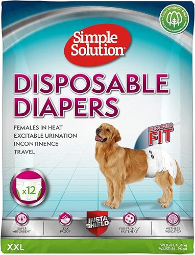 Simple Solution Pañales desechables para perros femeninos  Ajuste súper absorbente a prueba de fugas