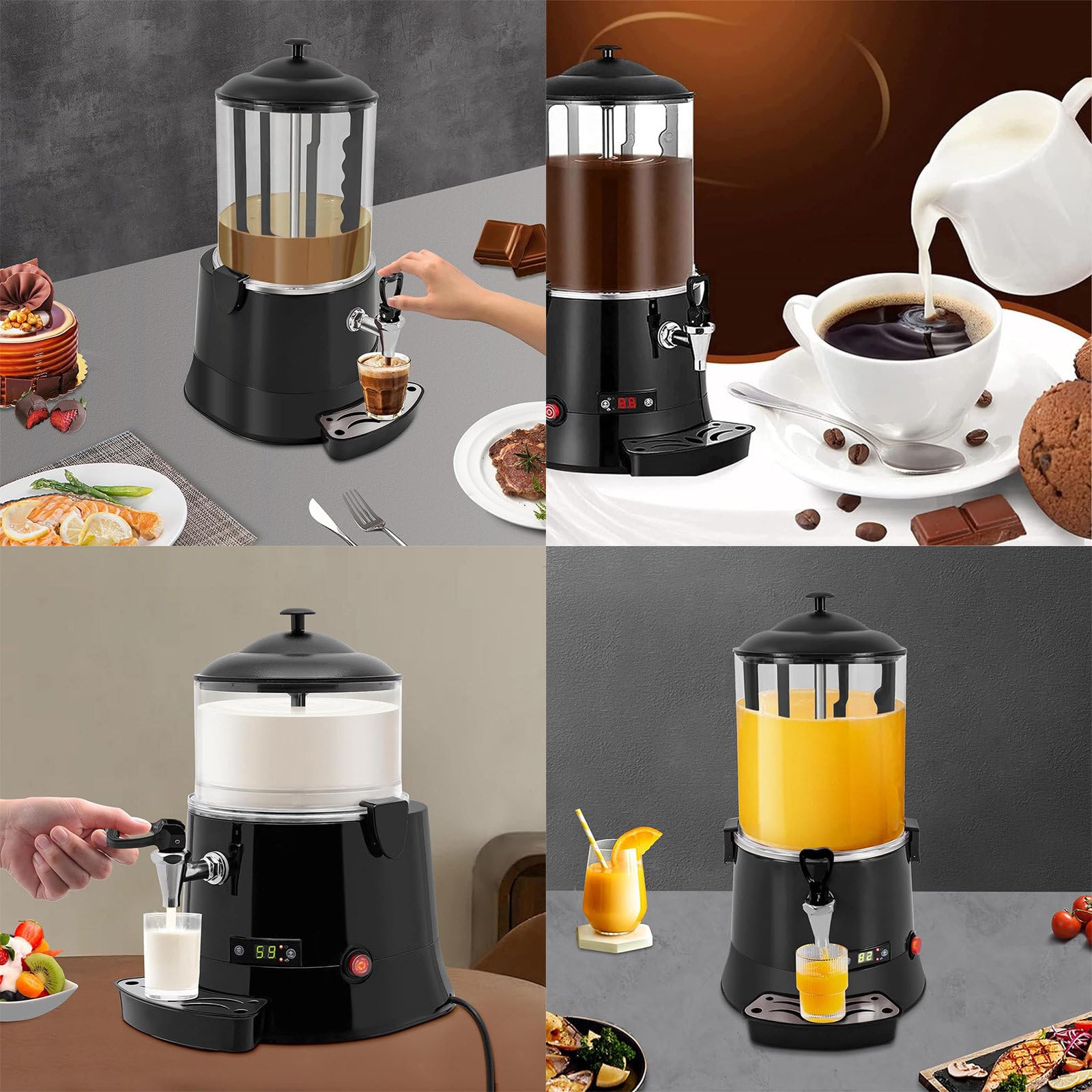 Eastnmythet Hot Chocolate Maker Melting Dispenser Machine 5L/10L, Commercial Electric Hot Beverage Warmer with Faucet Stirring Function LED Display, for Chocolate Melting,220V 10L