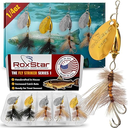 RoxStar Fly Strikers Proven Nationwide to Out-Fish Any Spinner | Hand-Tied in The USA | Most Versatile Fishing Spinner Ever! Trout Lure Also for
