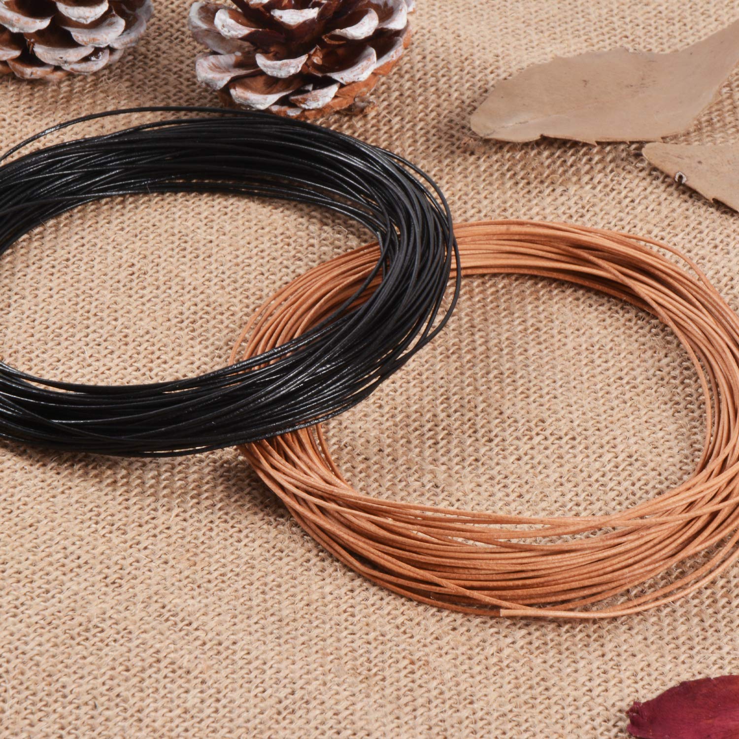 Lederschnur Set 15 Stück - Echt Leder Band 1m X 1,5mm - DIY Basteln Schmuck Armbänder
