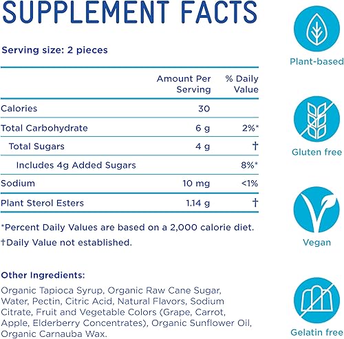 Miniatura 7 de Suplemento gomoso de colesterol saludable de esteroles vegetales (2280 mg de ésteres de esterol vegetal por día): fuerza clínica, vegana (112