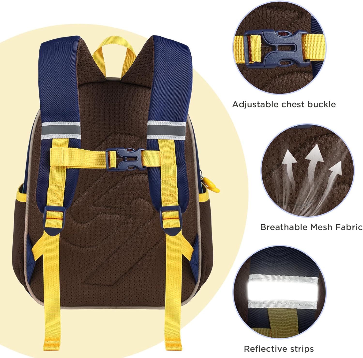 GAGAKU Toddler Backpack for 3 4 5 6+ Boys Splash-Proof Kids Backpack Adjustable Kindergarten & School Backpack | Lightweight 11.2L with Chest Strap and Reflectors - Car - Image 3