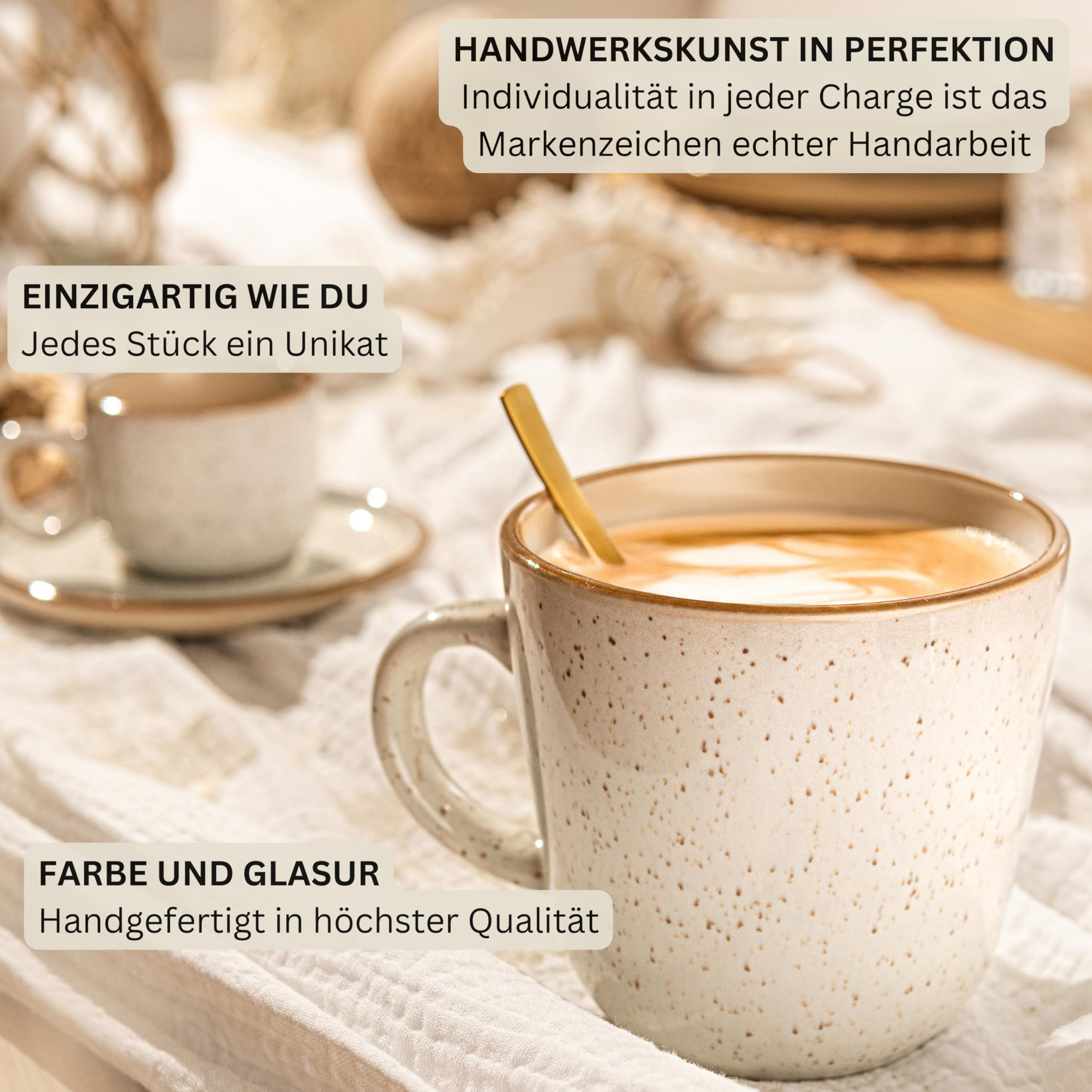 SÄNGER Rio Creme | Kombiservice 6 Personen, Teller Set Kaffeebecher Pastaschale 30 tlg, Steingut Geschirr Set spülmaschinen- mikrowellen- kratzfest, Geschirrset aus Steingut, creme | VALUE COLLECTION