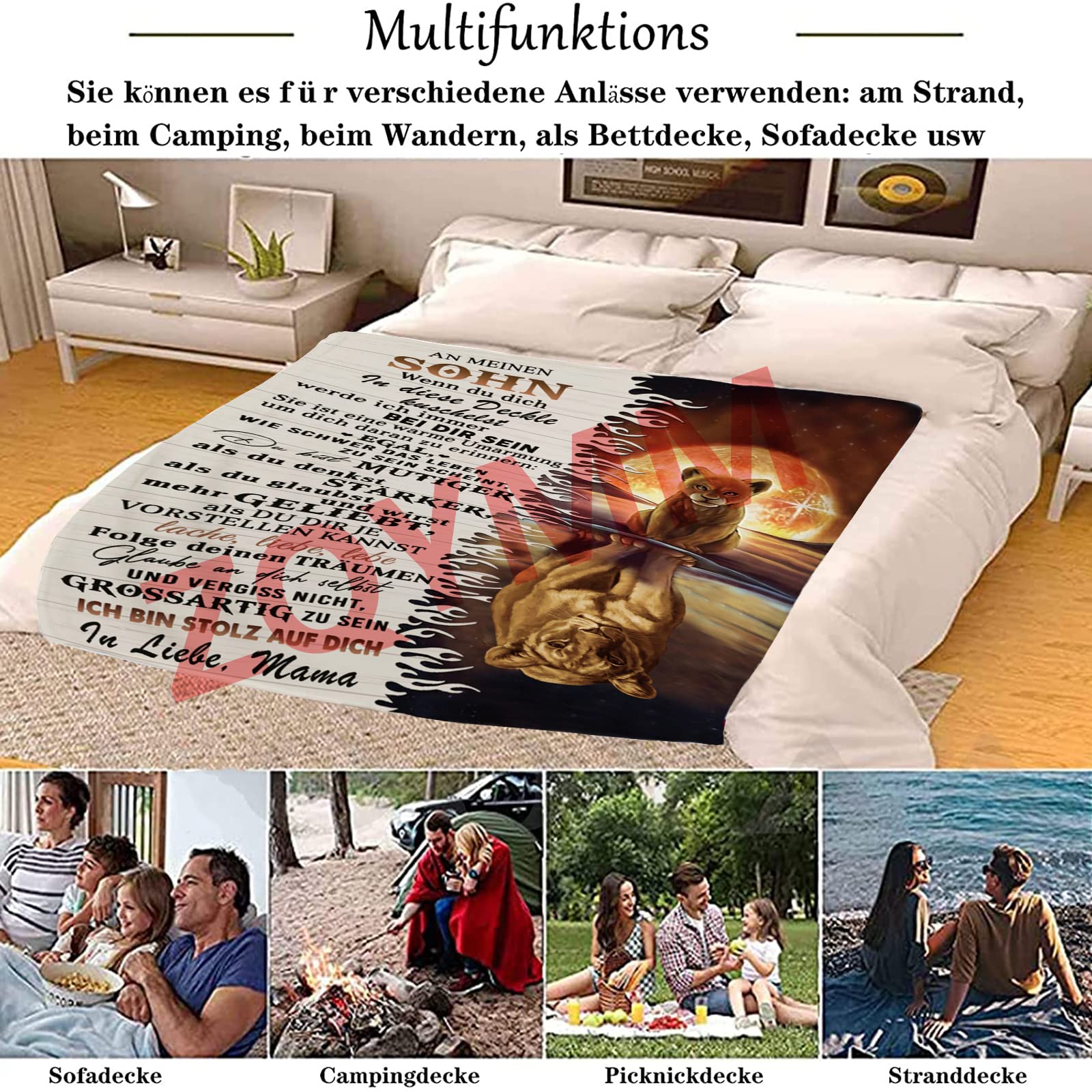 „An Meine Sohn“ Kuscheldecke – Personalisierte Flanell-Decke Mit Lieber Botschaft, Weich & Wärmend