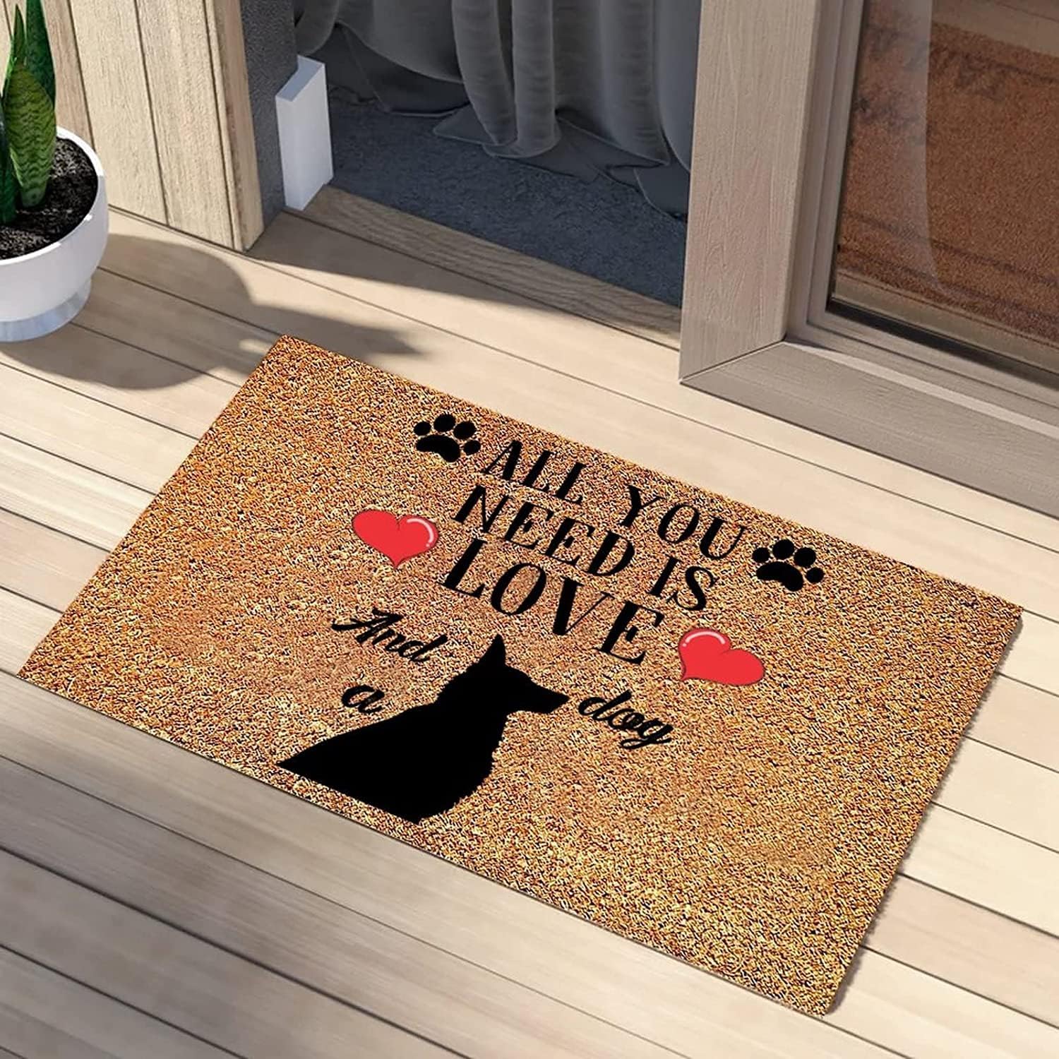 Door Mats All You Need is Love and A Dog Pet Dog Lover