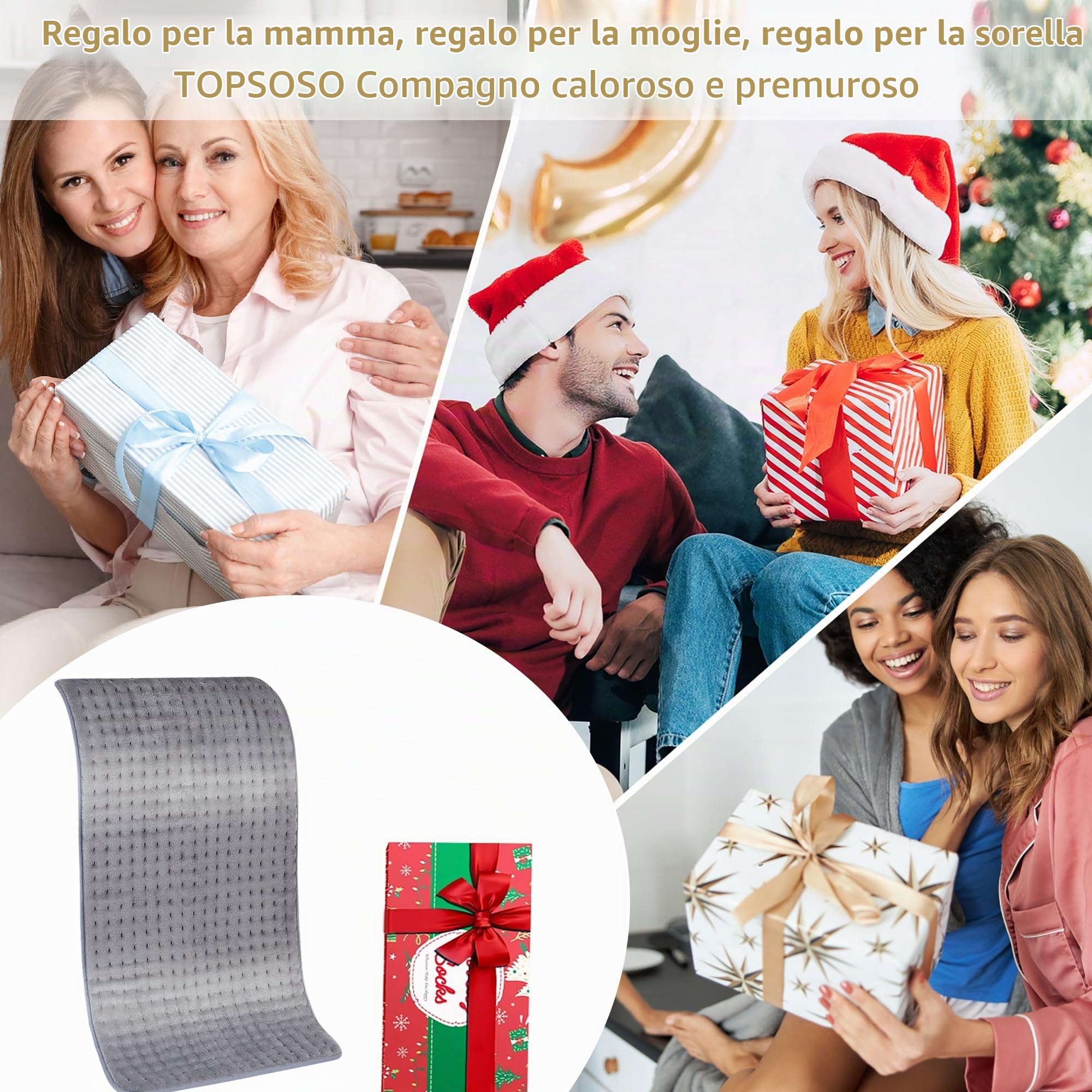 Termoforo Coperta riscaldante 100 x 50 cm con spegnimento automatico, tecnologia di riscaldamento rapido Termoforo elettrico, termoforo sicuro per schiena, collo, spalle (grigio)