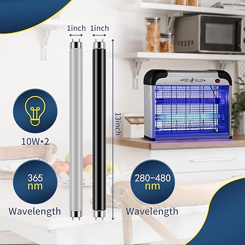 Miniatura 4 de Qualirey T8 - Bombillas de repuesto para exterminador de insectos de 10 W, para exterminador de insectos electrónico de 20 W, atrae eficazmente a la