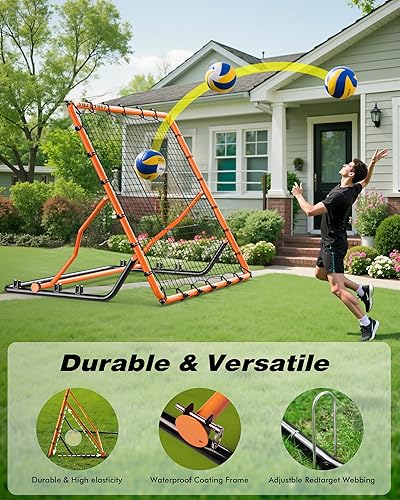 Miniatura 3 de Red de rebote de béisbol, 4 x 4.5 pies, rebote de béisbol y softbol con 4 ángulos de ajuste, equipo de entrenamiento de voleibol para béisbol,