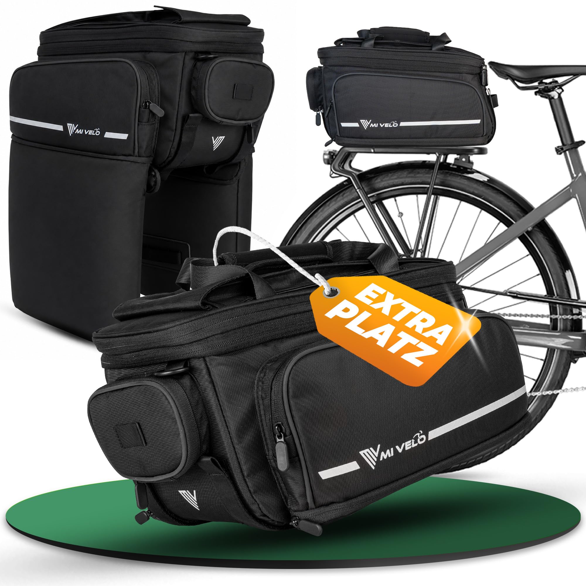 MIVELO Sacoche de vélo pour porte-bagages, sacoche de vélo arrière, compatible avec tous les porte-bagages, imperméable et robuste