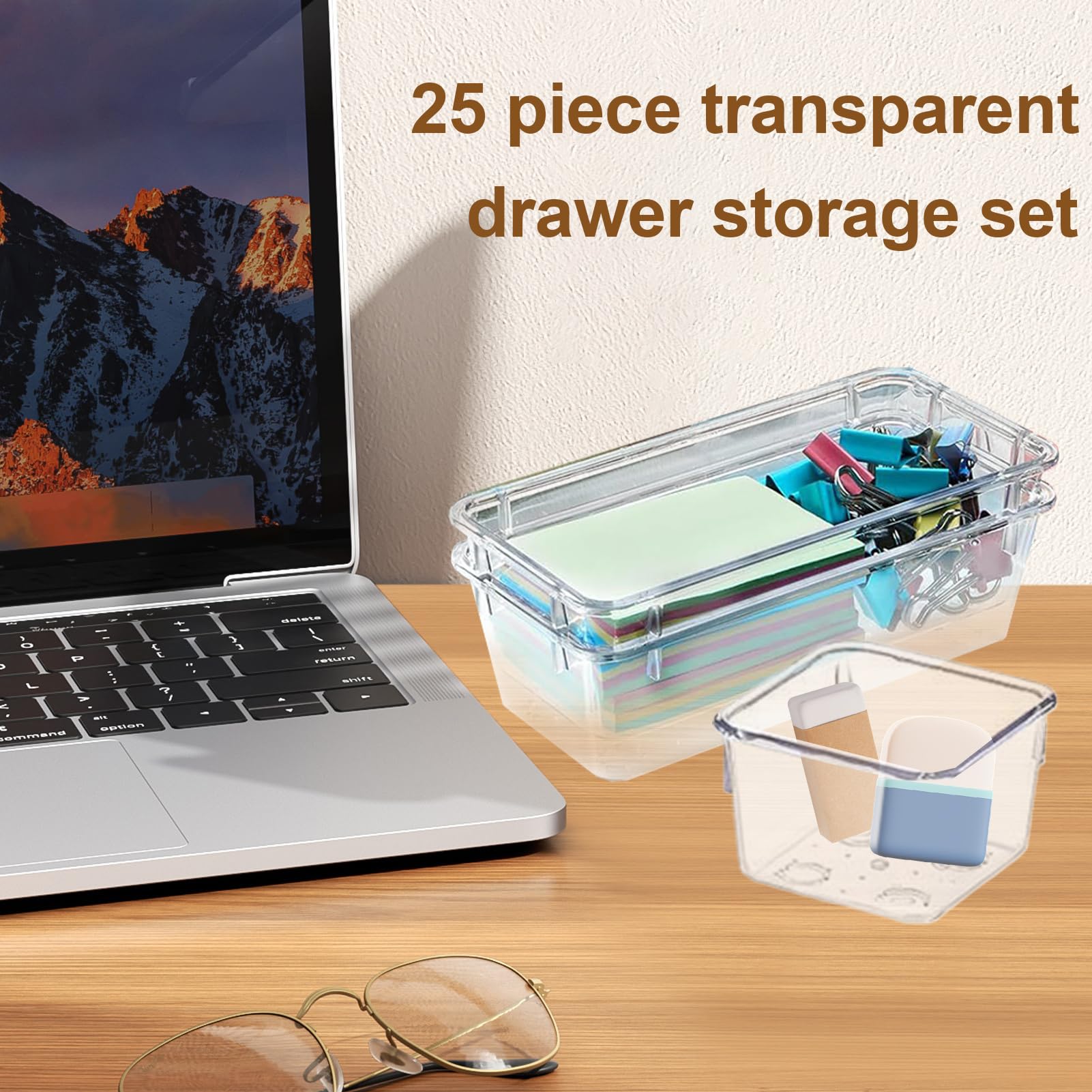 Organizzatore Per Cassetti Vassoio Organizzatore Scrivania Trasparente | Portaoggetti Scatole Porta Per Cosmetici Gioielli Utensili Da Cucina Articoli Bagno