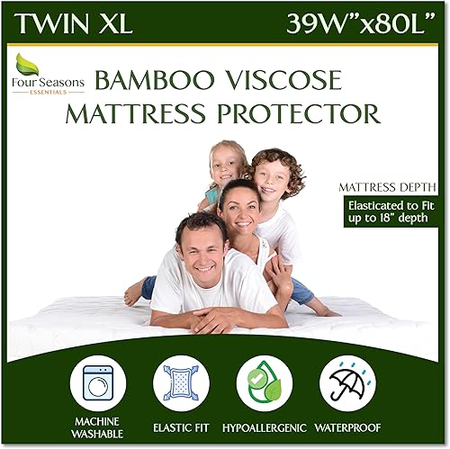 Protector de colchón de bambú individual extra largo (XL) Funda de colchón impermeable hipoalergénica de alta calidad suave que protege del polvo y