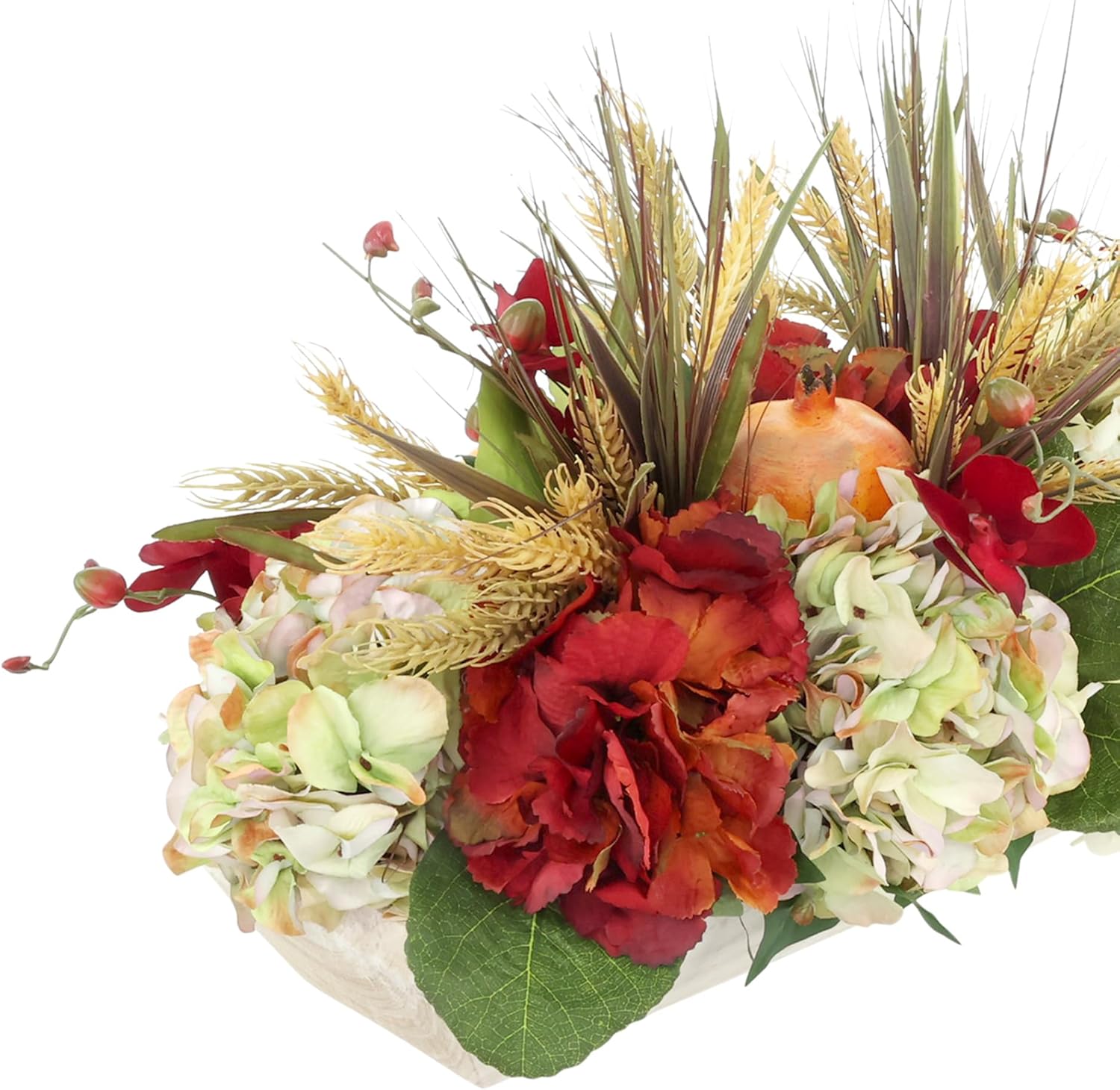 Creative Displays Fall Centerpiece with Hydrangeas, Pomegranates and Wheat, 16" H, Made in USA for Home or Office