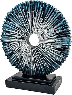 Paytonture Abstract Statue for Home Decor,Office Desk Sculpture for Men,Creative Round Line Ornament for Bookshelf,Modern Decorative Sculpture,Bedroom,Livngroom,Table(Blue)