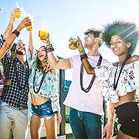 Vista 7 de Collar de cuentas negras para Halloween, 100 unidades, collar de cuentas de Mardi Gras, 33 pulgadas, disfraz, desfile, festivales de Halloween