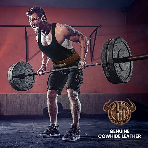 Miniatura 6 de RDX Cinturón de levantamiento de pesas para formación de piel de vaca ejercicio, culturismo, Marrón