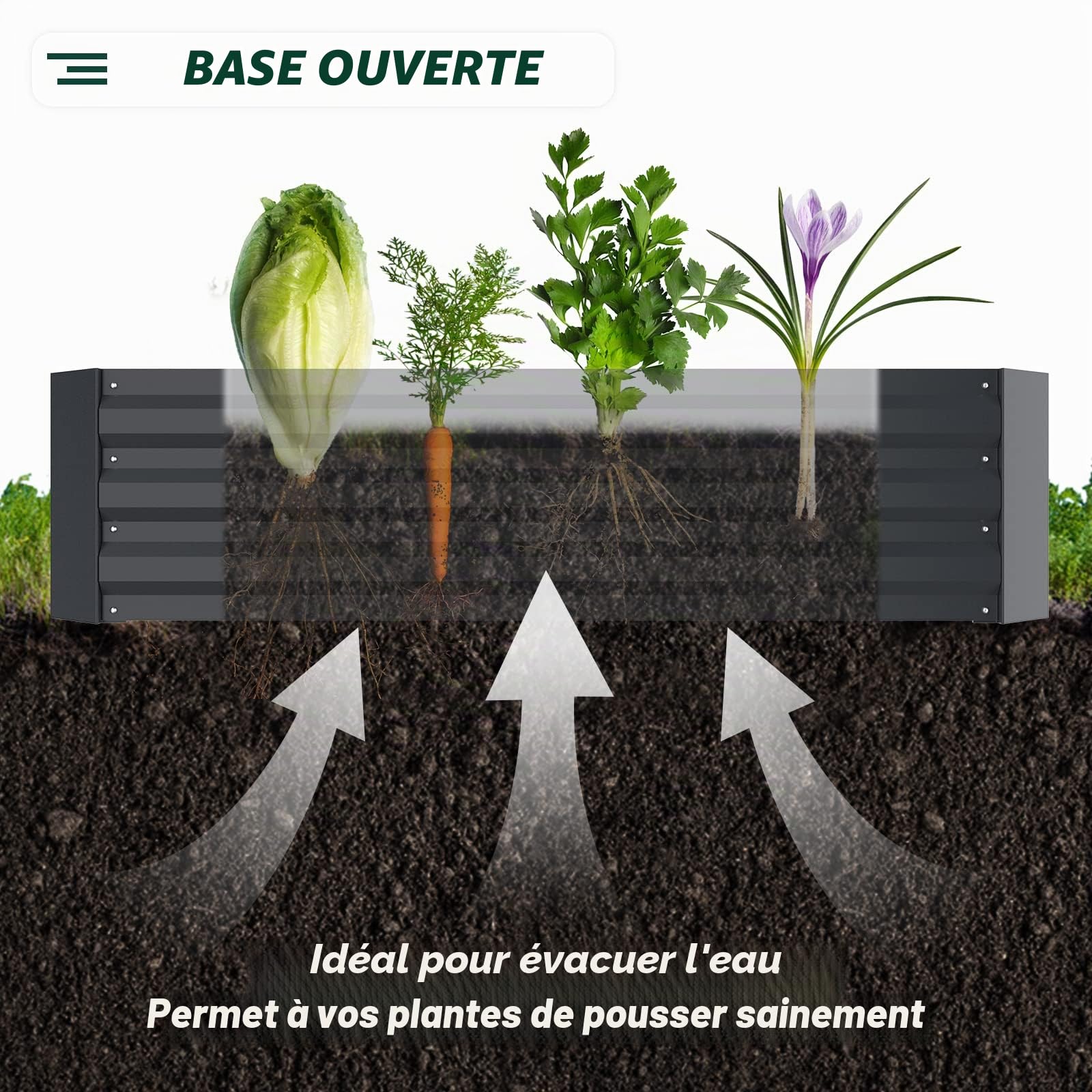 Lot de 2 jardinières surélevées en métal (120 x 90 cm) - Jardinière surélevée pour l'extérieur - Parfait pour les légumes, les fleurs, les herbes, les plantes