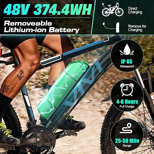Miniatura 3 de Vivi Electric Bike for Adults 26 Inch 780W Peak Ebike for Adults Removable 48V Battery, Electric Mountain Bike 21 Speed Gears, Electric Bicycle 50