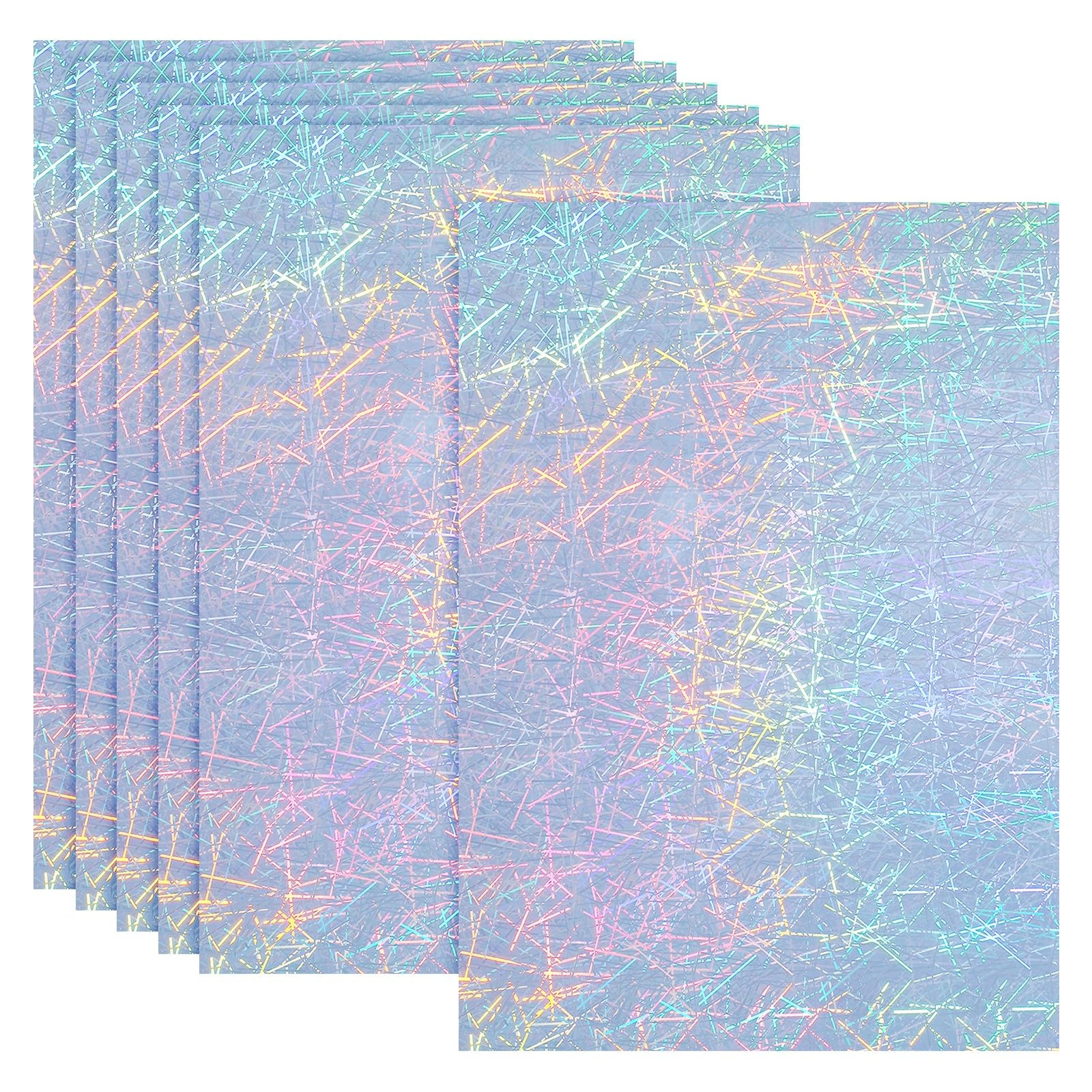 PATIKIL 12x8 Inch Printable Holographic Sticker Paper, 6 Sheets Vinyl Sticker Paper A4 Waterproof Quickly Sticker for Laser Printer Inkjet Printer, Straw Weave Pattern