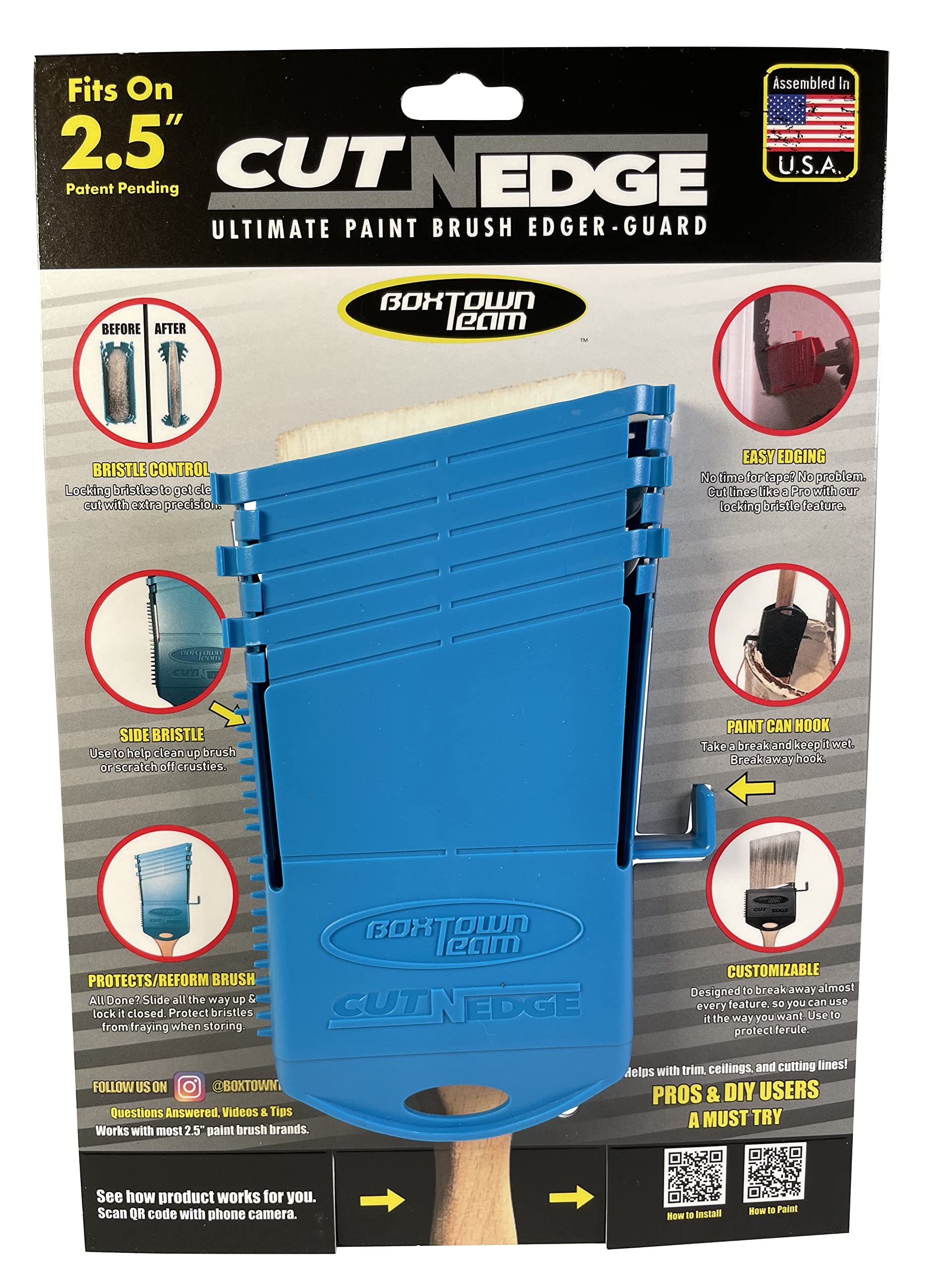 Boxtown Team Cut-N-Edge : Ultimate Paint Brush Edger and Guard (1 Blue) | Paint Edger | DIY Tool