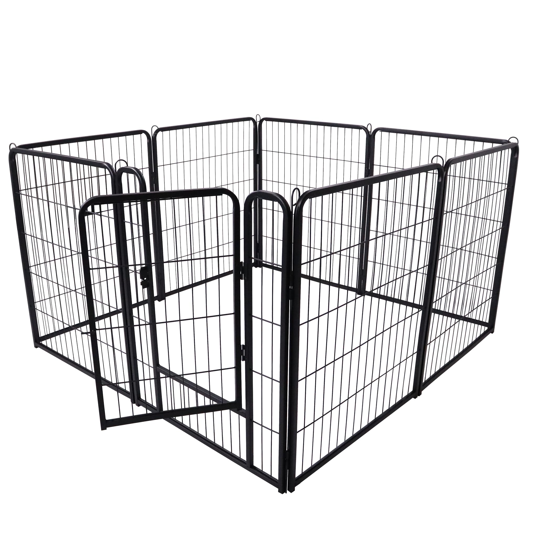 Welpenlaufstall Pet, Freilaufgehege Hund mit automatischer Verriegelung, Metall Faltbare Freigehege mit 1 Tür, 8 TLG. 65x80 cm