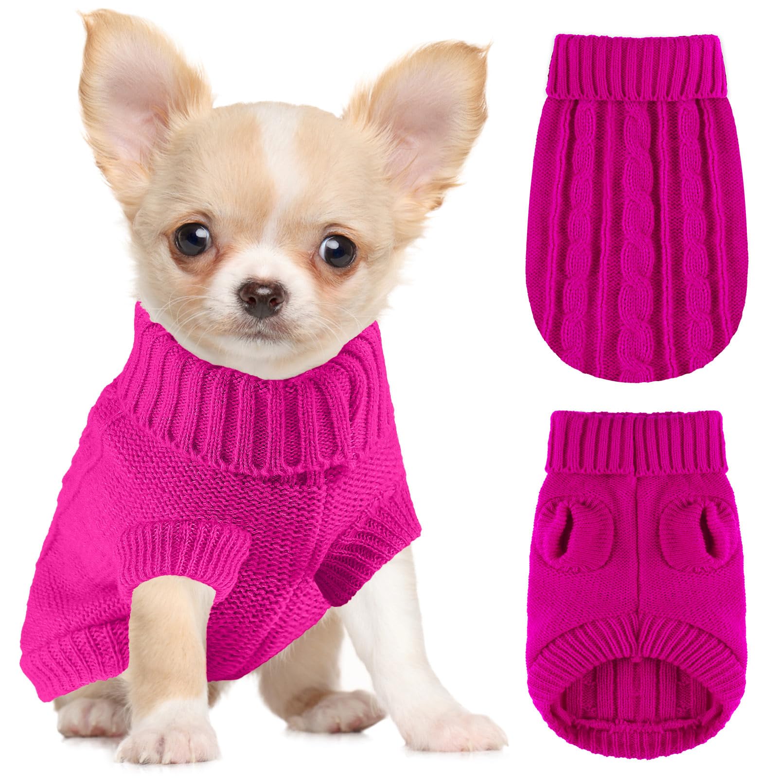 XXS Dog Sweater,Extra Small Knitted Chihuahua Sweater Yorkie Teacup Dachshund,Dog Sweaters for Small Dogs Girl Male Fall Winter Puppy Cat Sweaters（XX-Small）