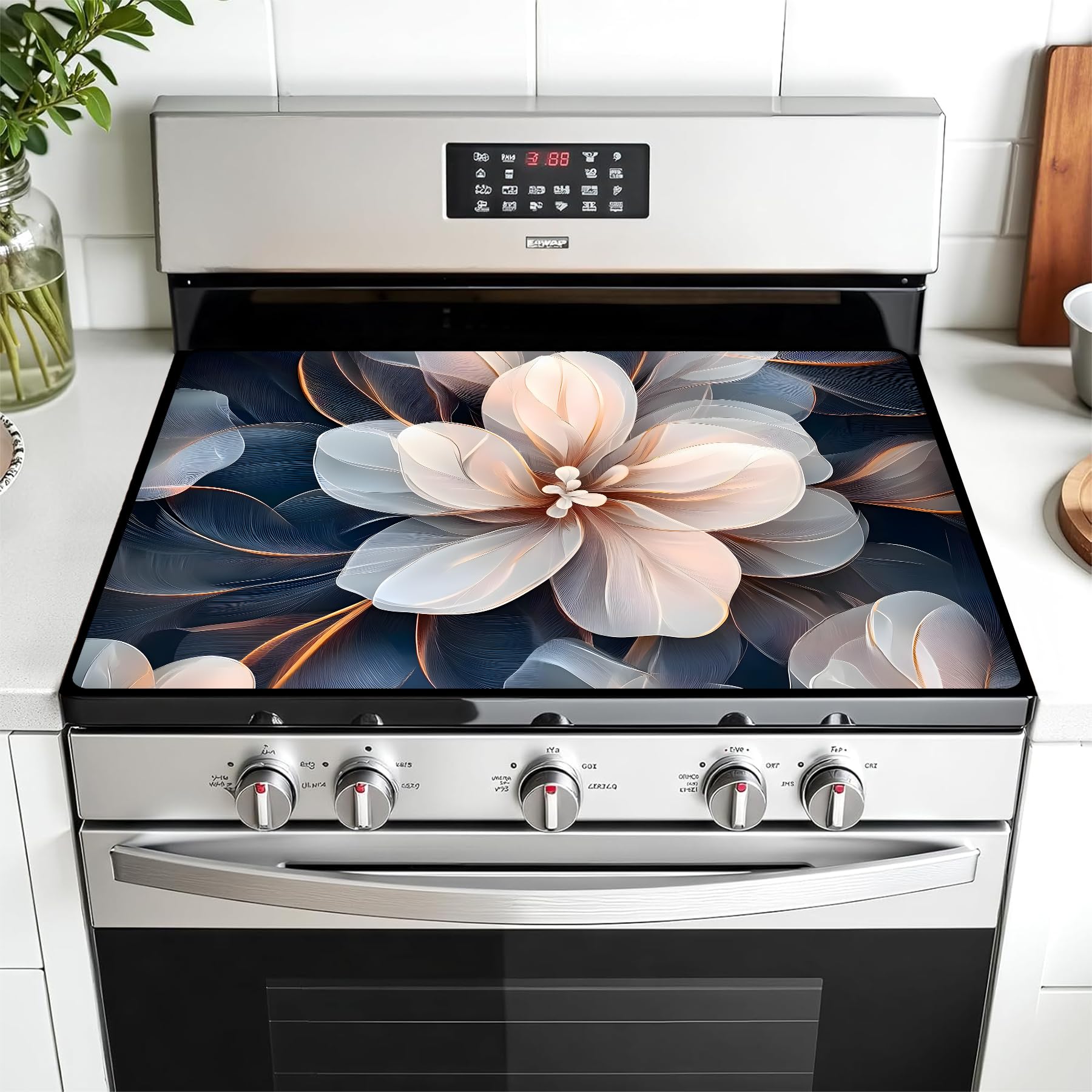 Multi-Design Stove Top Cover for Glass/Electric Stoves - 3-in-1 Heat-Resistant Protector Mat, Non-Slip Drying Rack 28"x20"