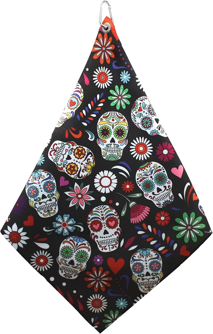 Microfiber 18” X 18” Golf Towel | Sugar Skull (Microfiber 18