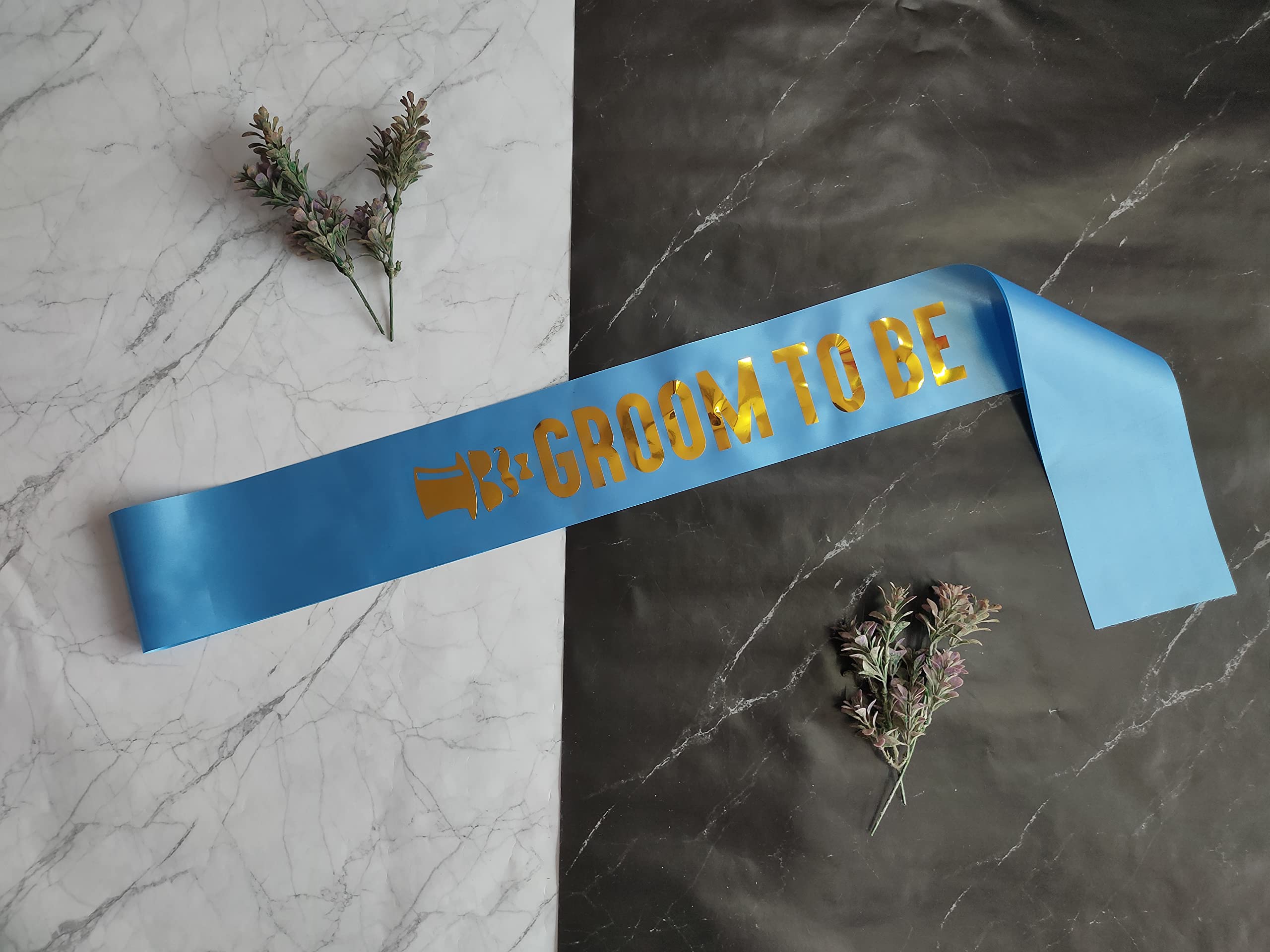 Hubops Bride to be sash & Groom to be sash with Golden Text for Party Decoration Combo Pack (Blue and Pink) 3