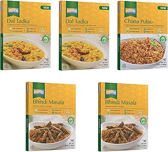 Ashoka Meals 1932, Heat & Eat Meal Kit, Customer Favorites, Kosher Certified, Plant-Based Variety Pack, On the Go Meal, Great for Outdoors & Picnics, Authentic Indian Food, No Preservatives, Pack of 5