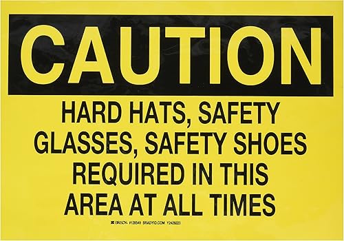 Brady 128549 Personal Protection Sign, Legend "Hard Hats, Safety Glasses, Safety