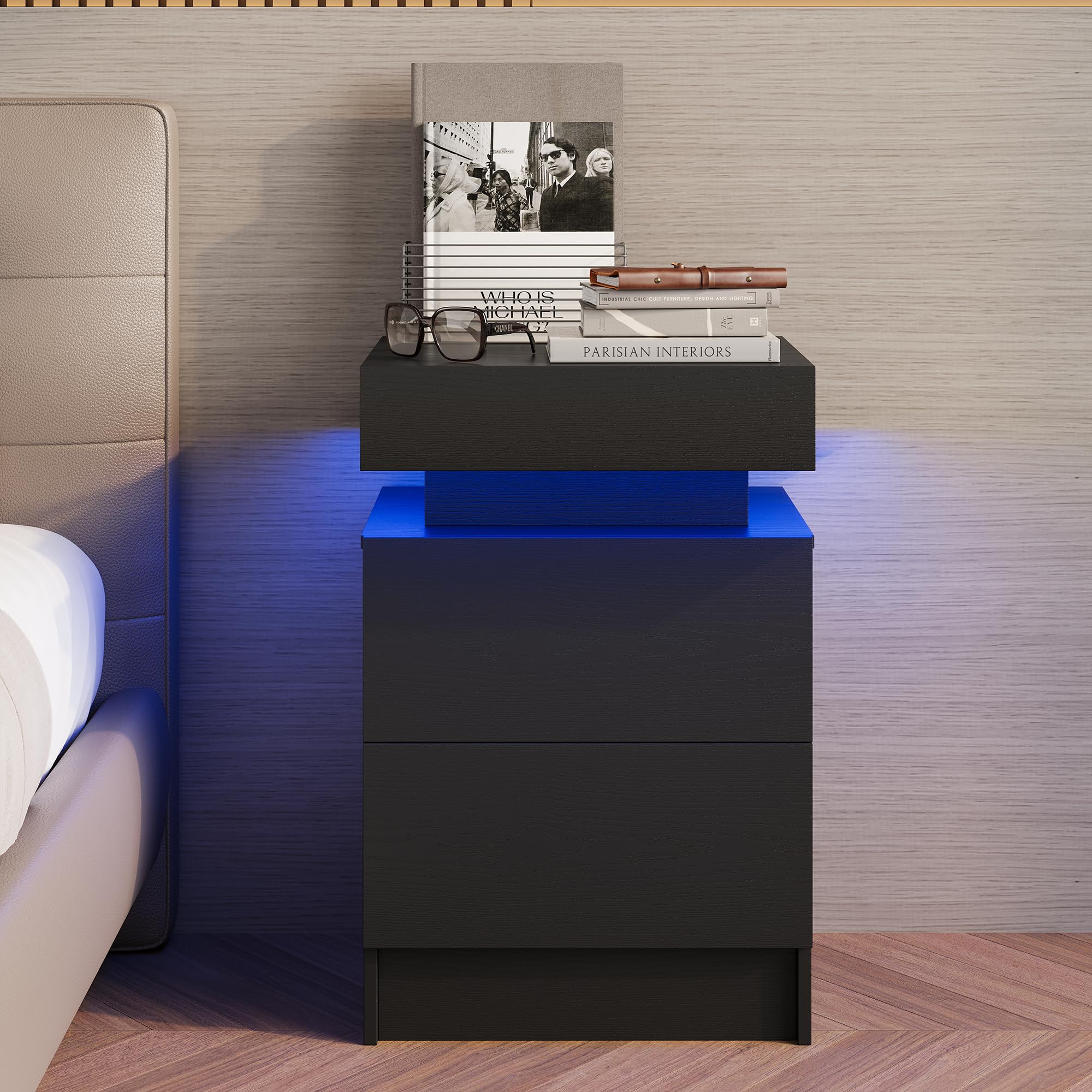 Ironck Nachttisch 2er Set mit Ladestation und LED-Beleuchtung – Bild 6