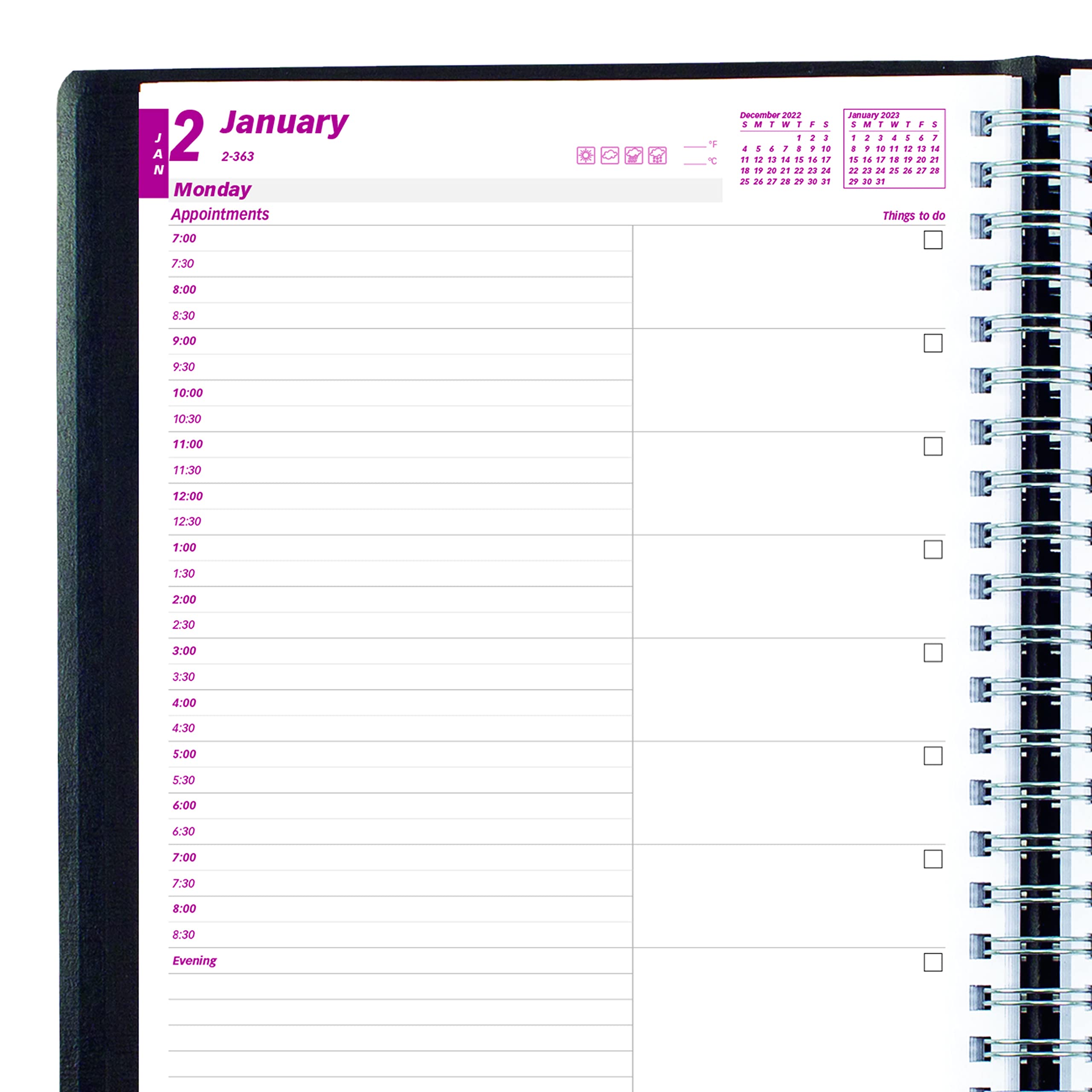 Brownline 2023 Essential Daily Planner, Appointment Book, 12 Months, January to December, Twin-Wire Binding, 11" x 8.5" - Image 3