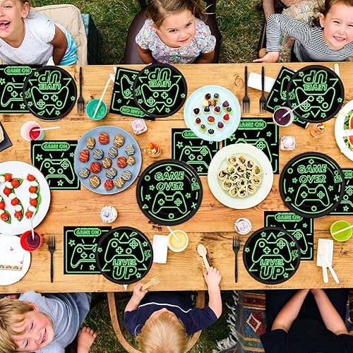 Miniatura 75 de 96 piezas de suministros de fiesta de neón para platos de fiesta, servilletas, vajilla, neón brillante, cumpleaños, pintado, decoración de fiesta