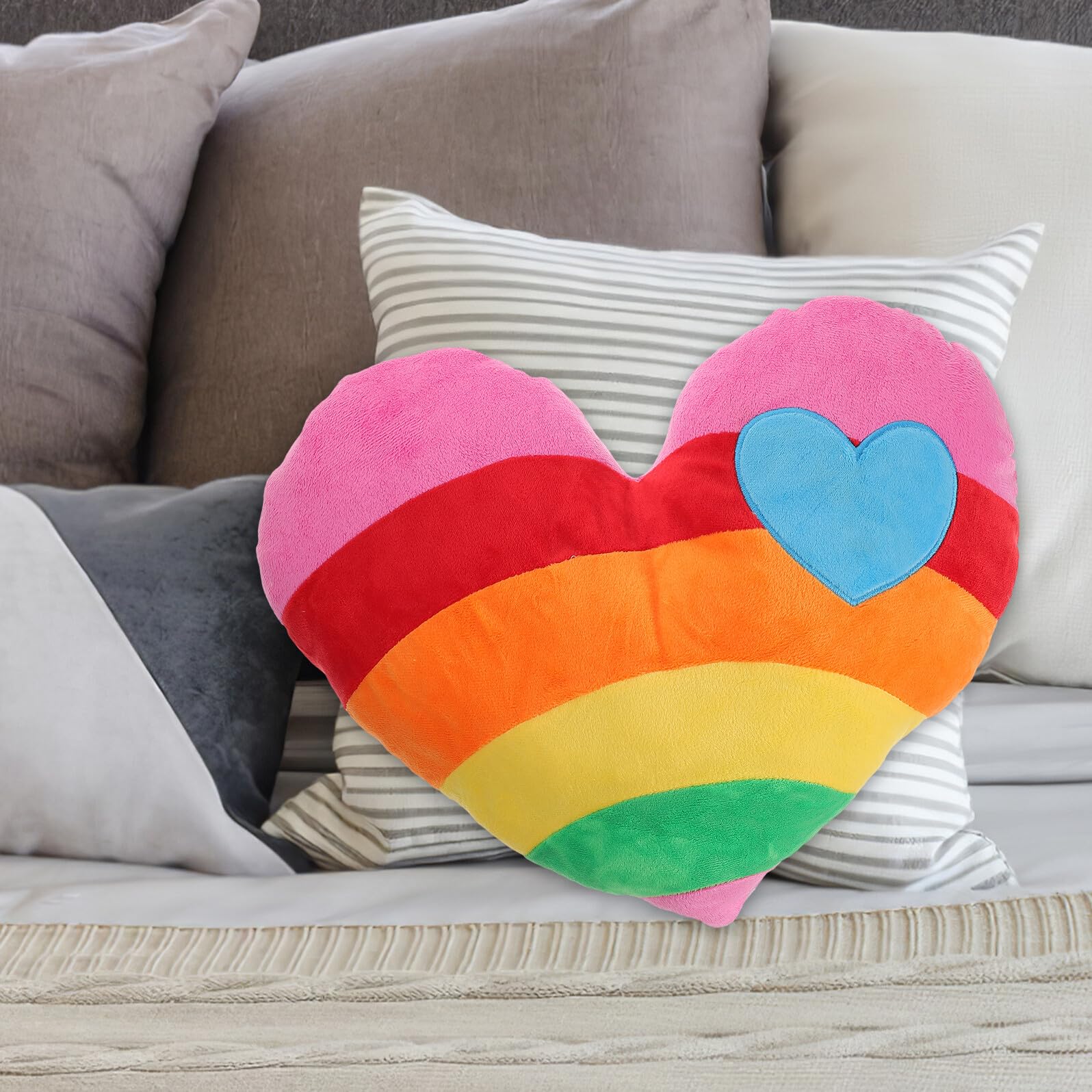 BESPORTBLE Cuscino Morbido in Peluche per Festa degli Innamorati e Natale Forma di Cuore Imbottitura in Cotone Pp Cuscino Poggiatesta per Ufficio e Negozio