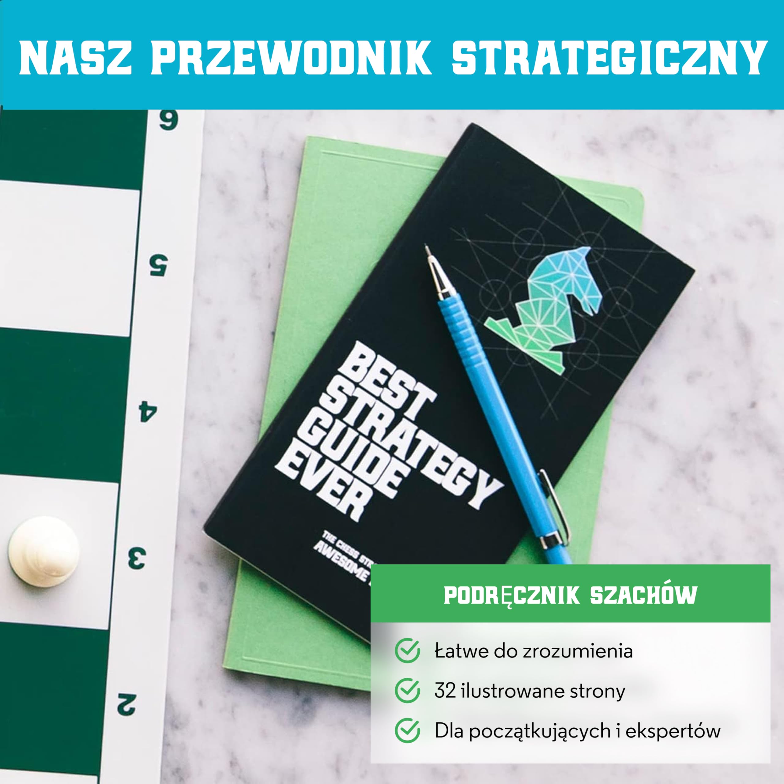 Najlepszy Zestaw Szachowy 4X Turniejowy Nowoczesny Zestaw Szachowy z Uciężonymi Figurkami Staunton, 20x20 Podwójno-Stronna Silikonowa Deska, Przewodnik Strategiczny i Torby do Przechowywania dla