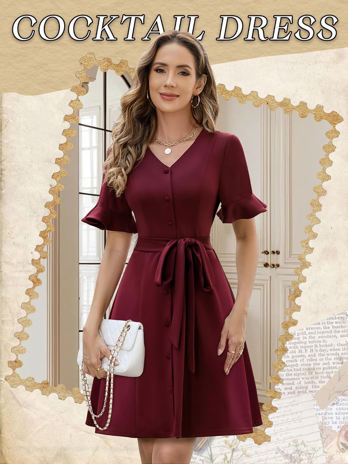 Vintage Cocktail Dresses for Women Wedding Guest Church Work Casual Dress 1950s Tea Party Dresses - Image 6