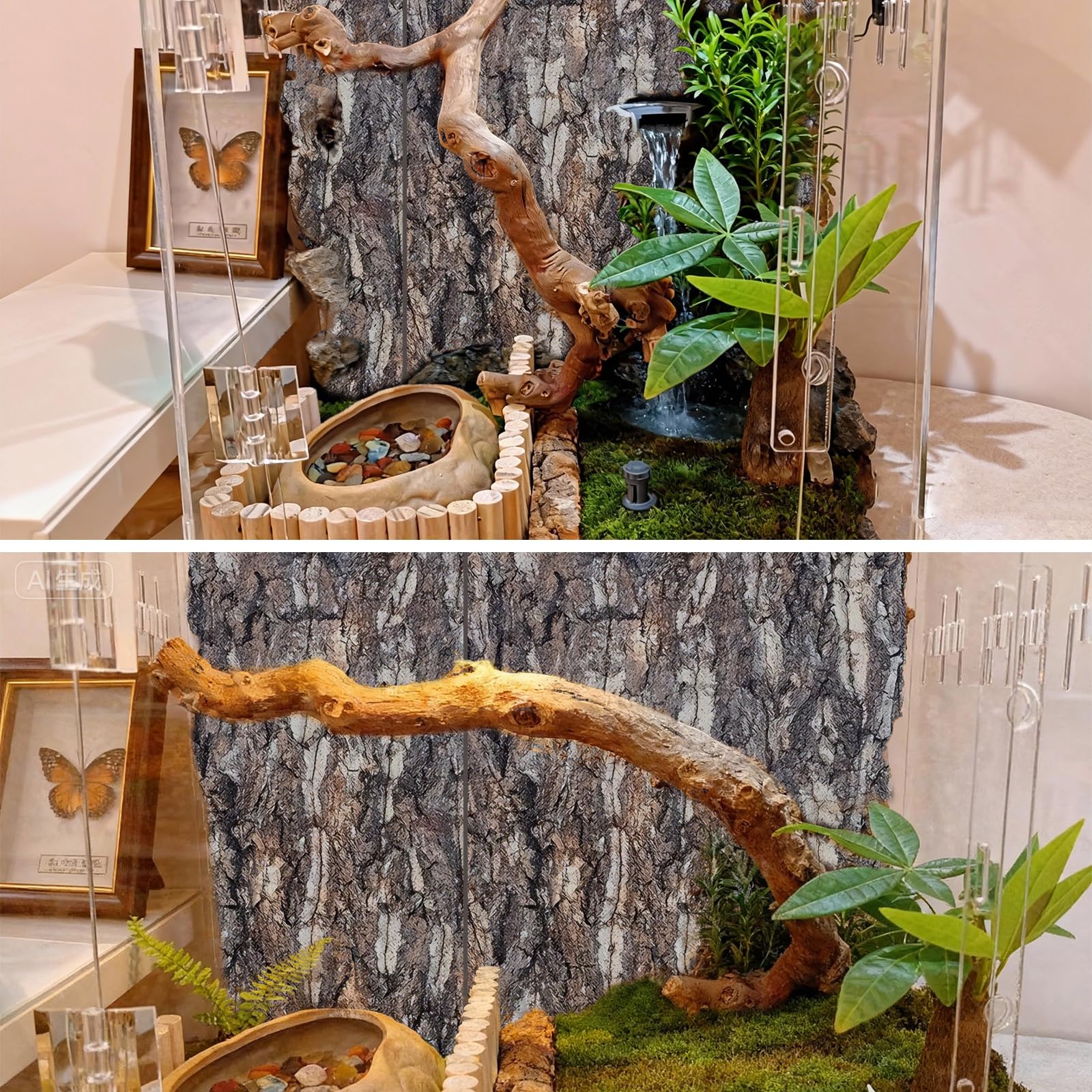 5 Pièces Écorce De Liège Pour Terrarium, 5×5cm*3 + 20×30cm*2 Panneaux De Fond En Écorce De Liège Pour Terrarium, Toiles De Fond En Écorce De Liège,Terrariums En Liège, Pour Lézard, Tortue, Gecko