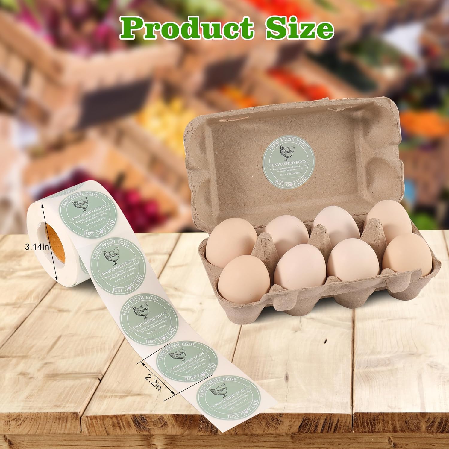 500 Pcs Egg Carton Stickers 2 inch Farm Fresh Unwashed Eggs Labels with Collected Date,Self Adhesive Packaging Stickers for Chicken - Image 8